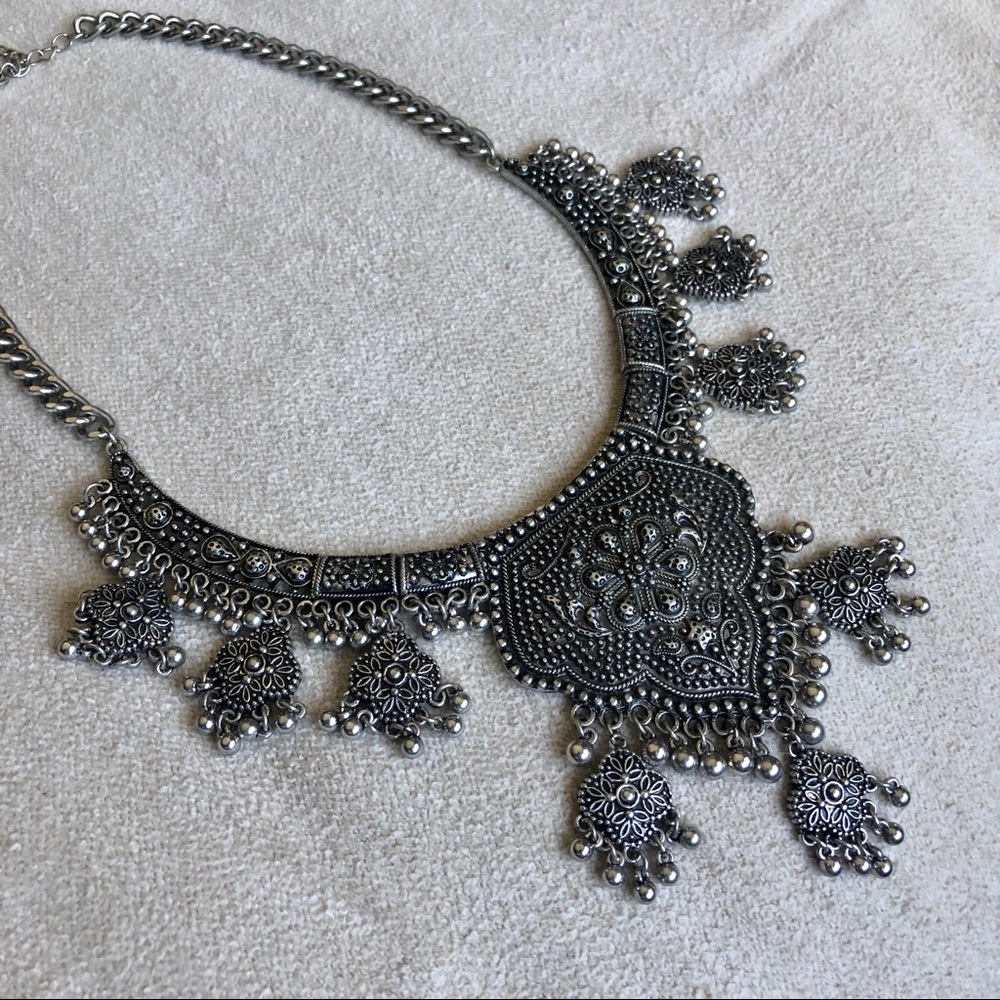 Silver Statement Piece Necklace - image 1
